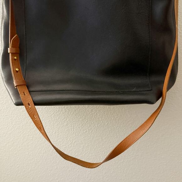 MADEWELL | Zip Top Medium Transport Tote Black Brown Leather Shoulder Crossbody - Picture 6 of 10
